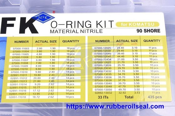 435pcs NBR90 Oring Searies Box Repair Seal 30 Sizes Oring Kit Set For Komatsu Excavator